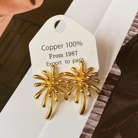 Orecchini In Rame Con Design A Fuoco D'artificio Esagerato Borchie Geometriche Di Lusso Per Donna Accessorio Di Moda High End