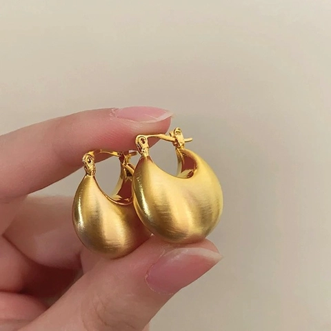 Matte Geborstelde Koperen Ringoorbellen Met 925 Sterling Zilveren Oorsteker Geometrische Minimalistische Sieraden Voor Vrouwen
