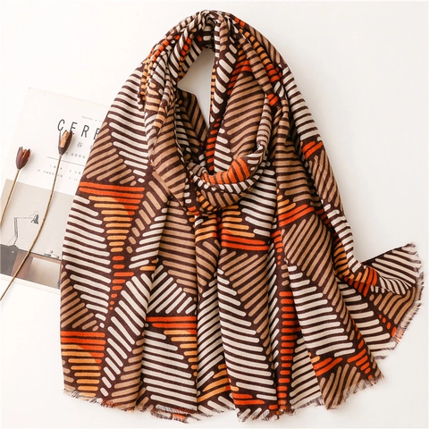 Dames Geometrische Colorblock Sjaal Zacht Satijn Polyester Grote Omslagdoek Met Franjes Lichtgewicht Warm Voor Winter Dagelijks