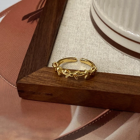 Bow Knot Adjustable Open Ring Copper Minimalist Sweet Fashion Niche Design Jewelry For Women