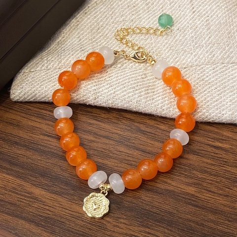 Bracelet En Pierres Naturelles Fait Main Avec Pendentif Coeur En Cuivre Style Chinois Vintage Bijoux Pour Femmes