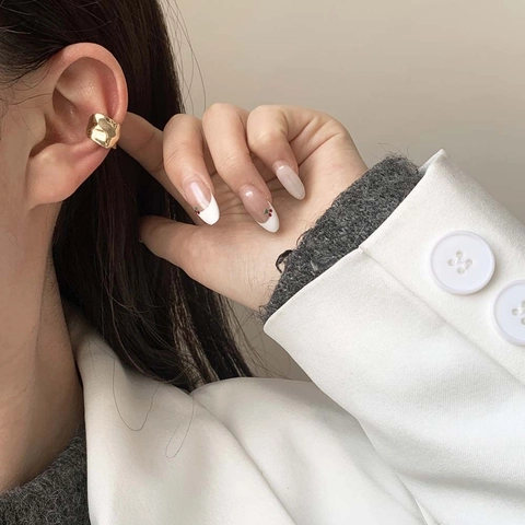 Minimalist Irregular Lava Texture Ear Cuff Brass Gold Plated Non-pierced Earring Geometric Jewelry For Women