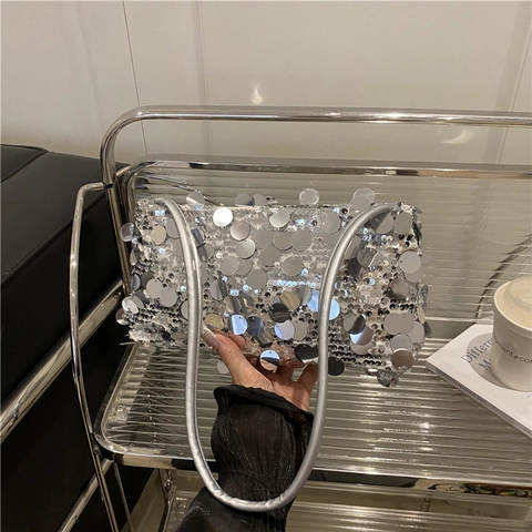 Bolso de Hombro de Lujo con Lentejuelas para Mujer Bolso de Axila para Fiesta Boda Banquete Elegante Bolso de Mano de Noche