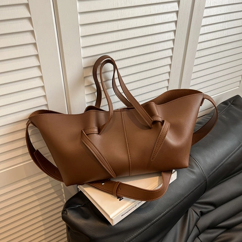 Damen Plissierte Einkaufstasche Mit Großer Kapazität Aus PU-Leder Mit Knotengriff Lässige Schultertasche Für Damen