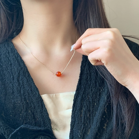 Collana Minimalista A Catena Di Serpente Con Perla Artificial Di Agata Rossa E Perla Artificial Sintetica Gioielli Eleganti Da Donna Rame