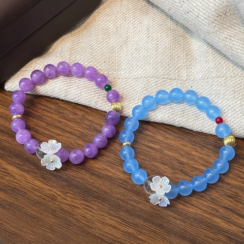 Elegant Beaded Bracelet With Natural Stone And White Flower Pendant Sweet Minimalist Fashion Jewelry For Women