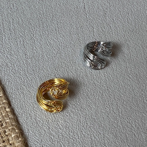 Multi Layer Gevlochten Ring Koper Verstelbaar Open Spiraal Textuur Minimalistisch Retro Geometrische Sieraden Vrouwen