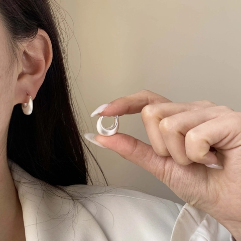 Pendientes De Aro Cepillados En Forma De U Con Poste De Plata De Ley 925 Cobre Mate Gota De Agua Para Mujeres