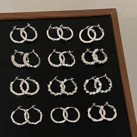 Orecchini A Cerchio Geometrici Con Perno In Argento Sterling 925 Gioielli In Rame Texturizzati Per Donna Minimalisti
