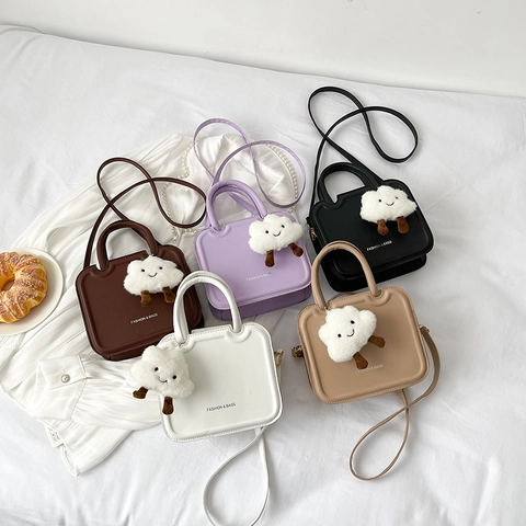 Borsa a Tracolla Piccola Quadrata in Pelle PU di Tendenza Per Donna Con Ciondolo a Nuvola Minimalista Borsa Vintage