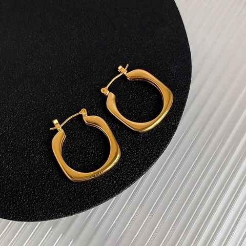 Geometrische Vierkante Hoop Oorbellen Onregelmatig Minimalistisch Koper Metaal Goud Zilver Retro Stijl Sieraden Voor Vrouwen