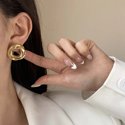 Orecchini A Cerchio Tripli Intrecciati 100% Rame Con Perno In Argento Sterling 925 Geometrici Minimalisti Donna