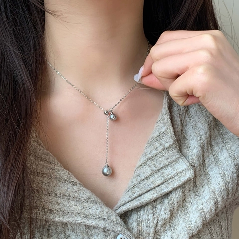 Collar Lariat En Forma De Y Minimalista Para Mujer Cobre Con Perlas Artificiales Artificiales Dobles Chapadas En Oro Joyería