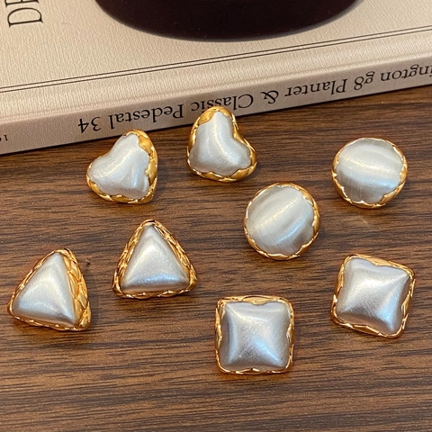 Brushed Geometric Stud Earrings With Copper Earring Post Gold Plated Brass Heart Round Triangle Square Jewelry Women