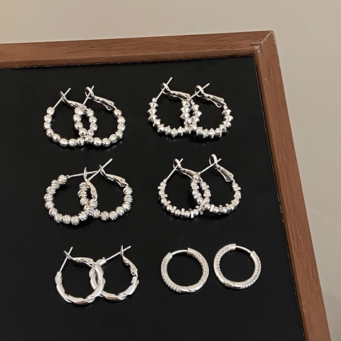 Orecchini A Cerchio In Rame Placcato Argento Geometrici Con Perno In Argento Sterling 925 Gioielli Alla Moda Per Donne