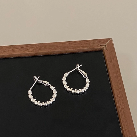 Orecchini A Cerchio In Rame Placcato Argento Geometrici Con Perno In Argento Sterling 925 Gioielli Alla Moda Per Donne