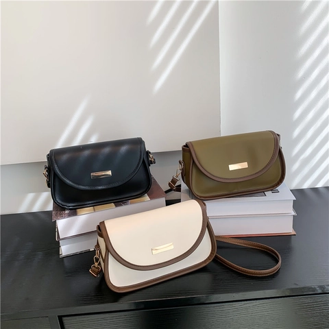 Damen Schulter Umhängetasche PU Leder Retro Kleine Quadratische Tasche Flip Cover Elegant Minimalistisch Einfarbig Trendig