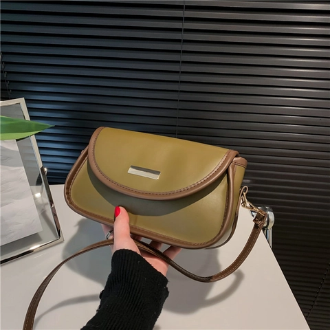 Damen Schulter Umhängetasche PU Leder Retro Kleine Quadratische Tasche Flip Cover Elegant Minimalistisch Einfarbig Trendig