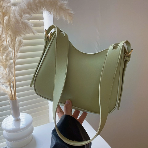 Hobo Bag For Women PU Leather Half Moon Shoulder Bag Adjustable Wide Strap Minimalist Solid Color Crossbody Purse