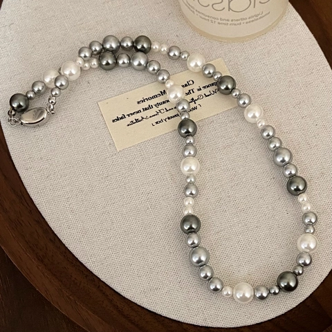Collana Di Künstliche Perle Multicolore Elegante Retro Sfumata Künstliche Perle Choker Gioielli Di Moda Per Donne
