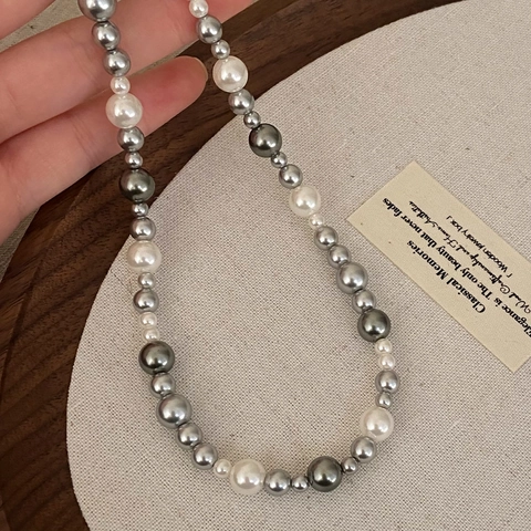 Collana Di Künstliche Perle Multicolore Elegante Retro Sfumata Künstliche Perle Choker Gioielli Di Moda Per Donne