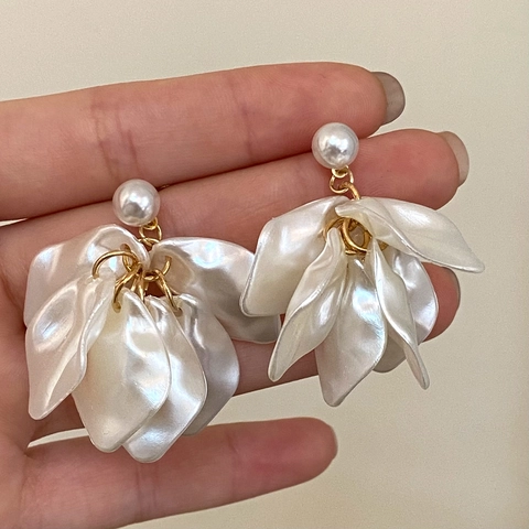 Ohrringe Mit Acrylblumenblättern Und Imitationsperle Legierung Elegant Süß Floral Für Damen