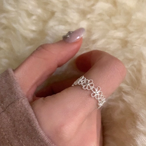 Anillo Abierto Flor Calada Plata de Ley 925 Chapado en Oro Anillo Ajustable de Margarita Para Mujer Joyería de Moda Elegante Regalo