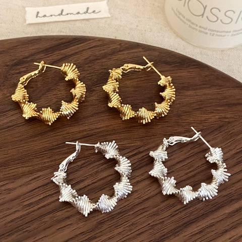 Pendientes De Aro Con Textura Irregular Joyería Geométrica De Cobre De Moda Para Mujeres