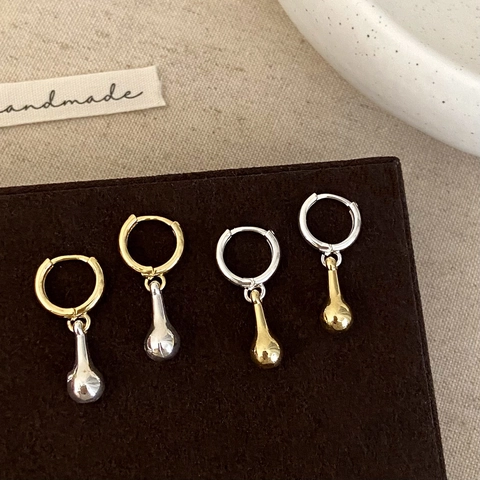 Tropfen Ohrhänger Poliertes Kupfer Zweifarbig Gold Silber Wassertropfen Minimalistisch Geometrisch Schicker Moderner Schmuck Damen