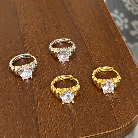 Boucles D'oreilles Créoles Géométriques Avec Zircon CZ Plqué Cuivre Style Rétro Pour Femmes Avec Tige En Argent 925
