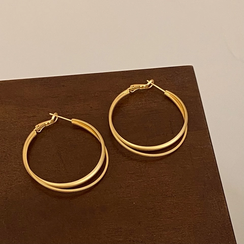 Orecchini A Cerchio Oversize A Spirale Intrecciata Geometrici Minimalisti In Rame Placcato Oro Per Donna