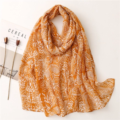 Paisley Print Voile Scarf Shawl Polyester With Sequins Bohemian Ethnic Sun Protection Lightweight For Women Travel Beach
