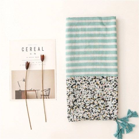 Sciarpa Leggera Patchwork Con Stampe Floreali Righe E Pois Elegante Scialle Lungo Con Nappe Da Donna