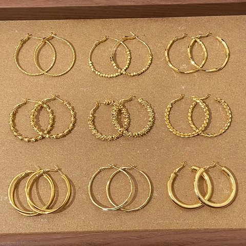 Orecchini A Cerchio Oversize A Spirale Intrecciata Geometrici Minimalisti In Rame Placcato Oro Per Donna
