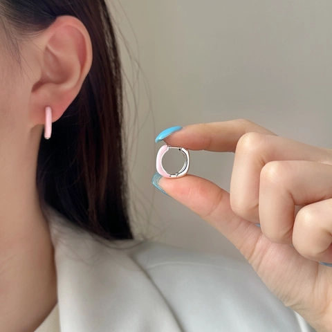 Minimalistische Geometrische Creolen Kupfer Emaille Bunte Drip Oil Mode Schmuck Täglich Für Frauen