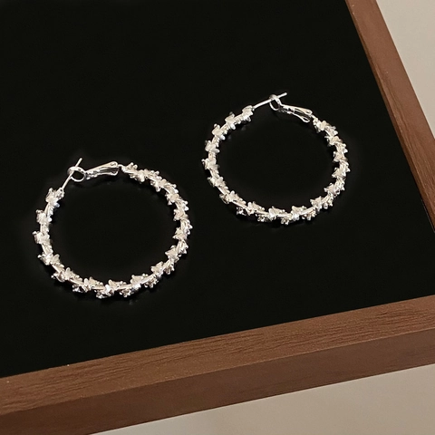 Silver Plated Copper Hoop Earrings For Women Simple Geometric Jewelry With 925 Sterling Silver Earring Post