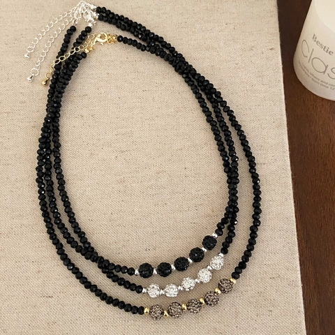 Halskette Aus Schwarzen Kristallperlen Mit Strasskugeln Minimalistische Mode Schlüsselbeinkette Schmuck Für Damen