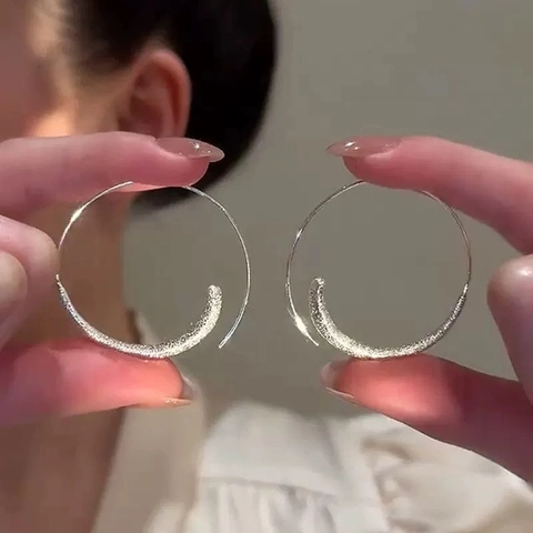 Vintage Große Creolen 18K Vergoldet Kupfer Minimalistisch Mattierte Textur Geometrischer Kreis Modeschmuck Für Frauen