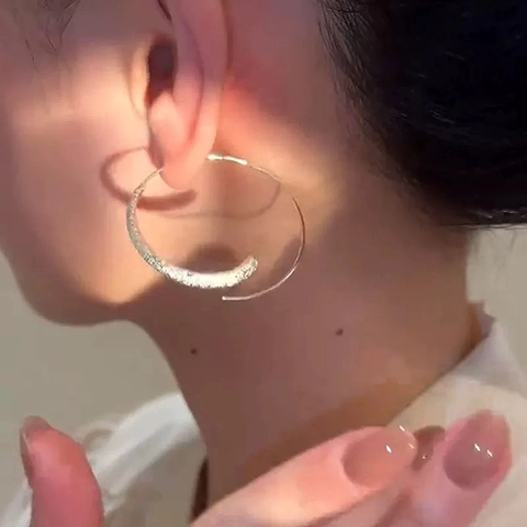Vintage Große Creolen 18K Vergoldet Kupfer Minimalistisch Mattierte Textur Geometrischer Kreis Modeschmuck Für Frauen