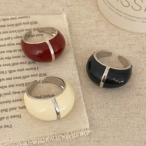 Minimalistischer Emaille Kupfer Domring Verstellbare Offene Band Französisches Retro Nischendesign Modeschmuck Damen Elegant