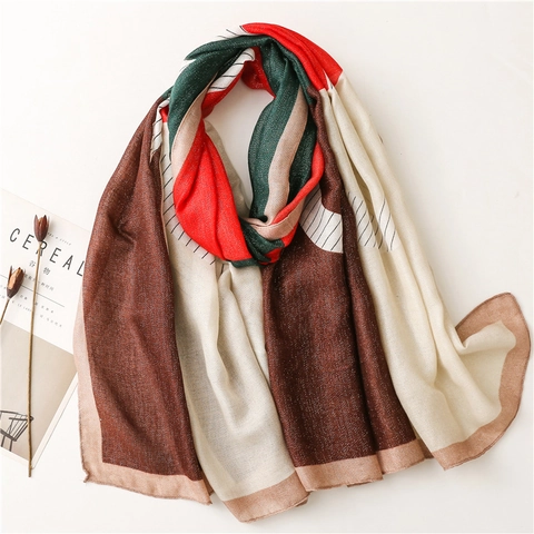 Chal Bufanda De Bloques De Color Geométricos Con Hilo De Plata Lurex Patrón De Rayas De Corazón Mujeres Viaje Protección Solar Elegante Moda