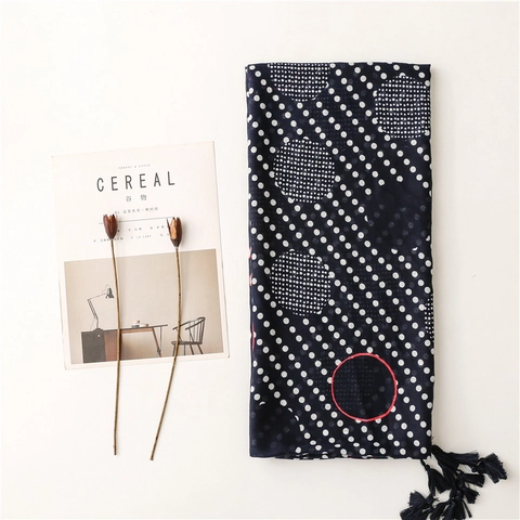 Women Scarf Shawl Lightweight Bali Yarn Polyester Cotton Feel Polka Dot Pattern Round Geometric Print Tassels Beach Travel