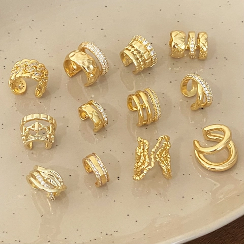 Minimalistische Kupfer Vergoldete Ohrklemmen Für Damen Elegante Geometrische Kette Zirkonia Inlay Nicht Durchstochene Ohrringe Schmuck