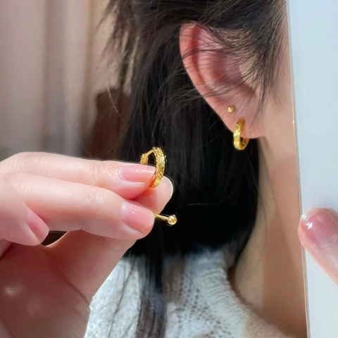Texturierte Creolen Kupfer Minimalistisch Gehämmert Geometrischer Stil Für Damen Alltagsmode Pendler Accessoire