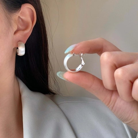 C-Förmige Creolen Gebürstetes Mattes Kupfer Mit Kupfernem Ohrstecker Breite Geometrische 18K Vergoldet Damenschmuck
