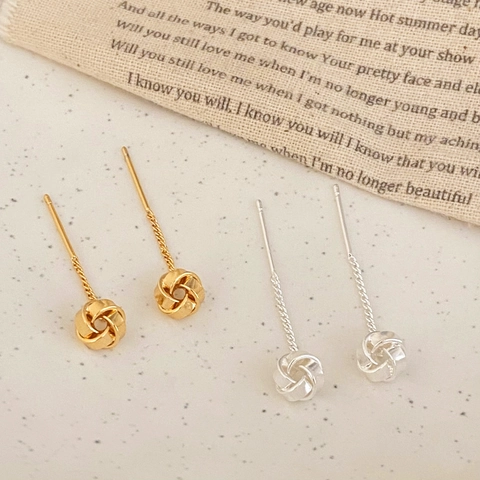 Simple Knot Tassel Dangle Earrings Long Chain Copper 18K Gold Plated Niche Design Elegant Jewelry For Women Commute