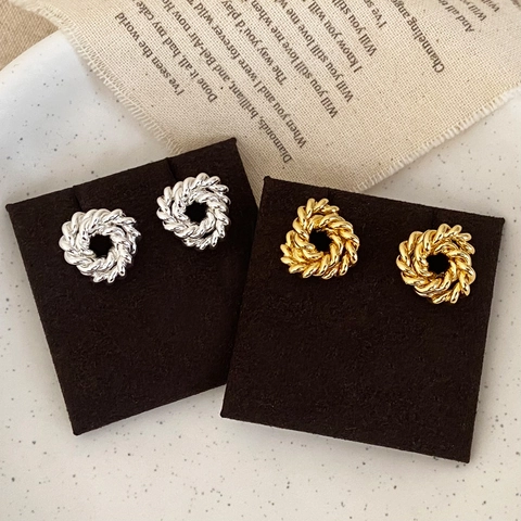 Orecchini A Perno A Treccia Con Perno In Argento Sterling 925 Rame Metallo Intrecciato Tondo Geometrico Da Donna