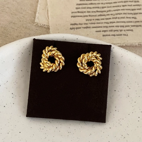 Orecchini A Perno A Treccia Con Perno In Argento Sterling 925 Rame Metallo Intrecciato Tondo Geometrico Da Donna