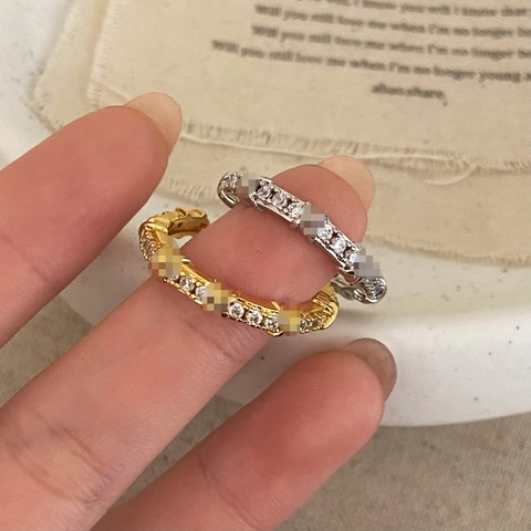 Minimalist Adjustable Copper Finger Ring Gold Silver Plated Zirconia Geometric Design Light Luxury Fashion For Women Men