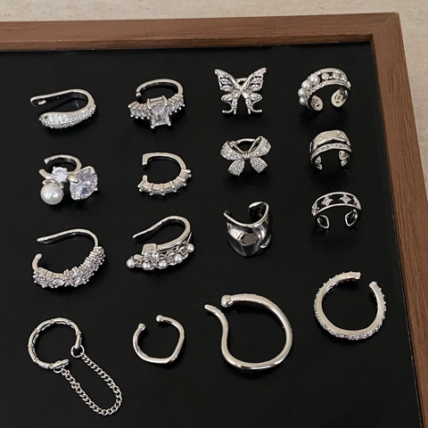 Silver Plated Copper Ear Cuffs Non Piercing Zircon Artificial Pearl Exquisite Minimalist C Shaped Jewelry For Women